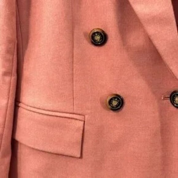 LOFT Pink Ruby Brushed Flannel Double Breasted Blazer Size 6 - Picture 2 of 9